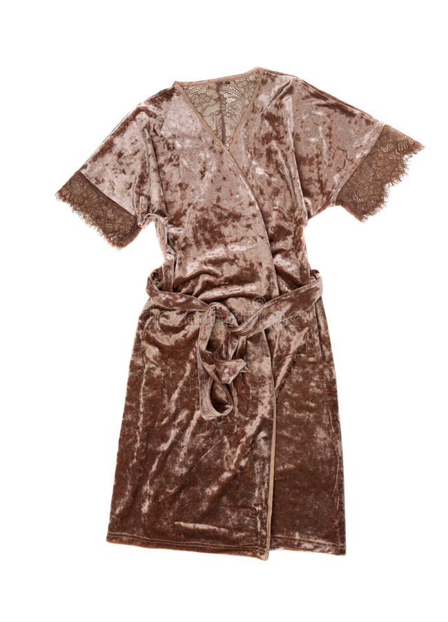 Brown Satin Home Gown. Isolate on White Stock Image Image of object, collage 147029515