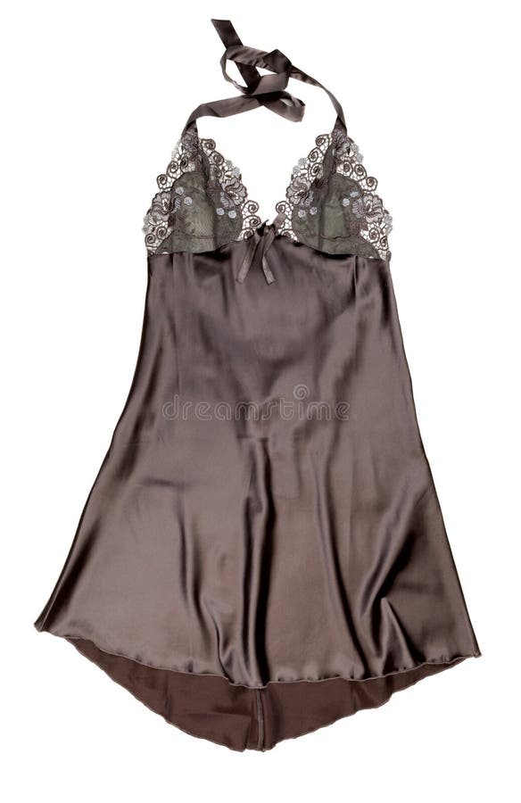 Brown Satin Ladies` Nightgown. Isolate on White Stock Photo Image of
