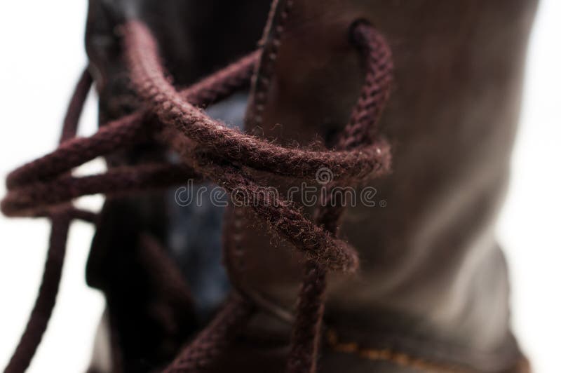 Brown shoelaces. stock image. Image of brown, dark, single 97963971