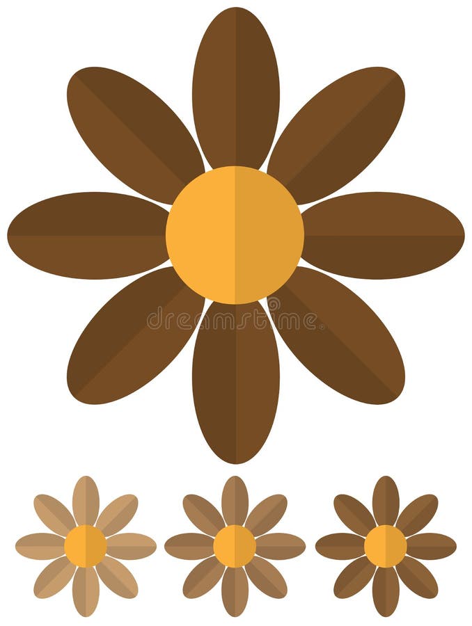 Brown Simple Flat 2D Flower Set, Vector Illustration Stock Vector -  Illustration of fully, nature: 200672890