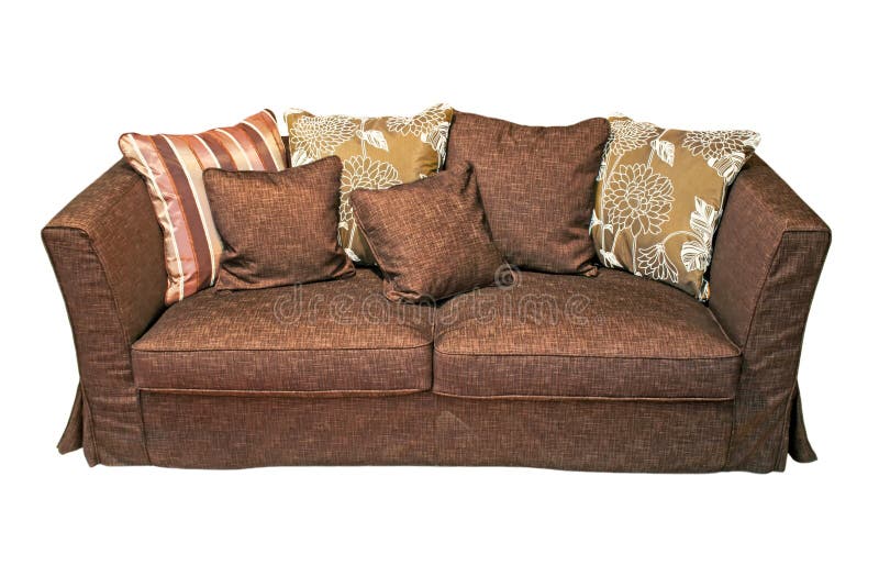 Brown leather sofa stock photo. Image of comfortable, manufacturing