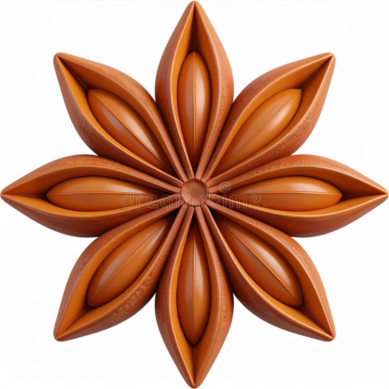 Brown Star Anise Spice Detailed Render vector illustration