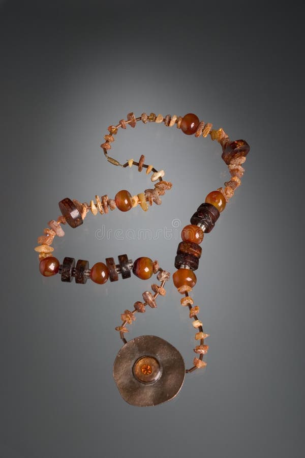 Brown stone necklace stock photo