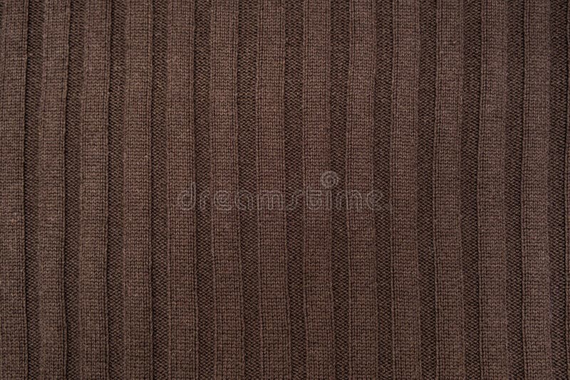 Brown Striped Knitted Texture Background with Front and Back Loops