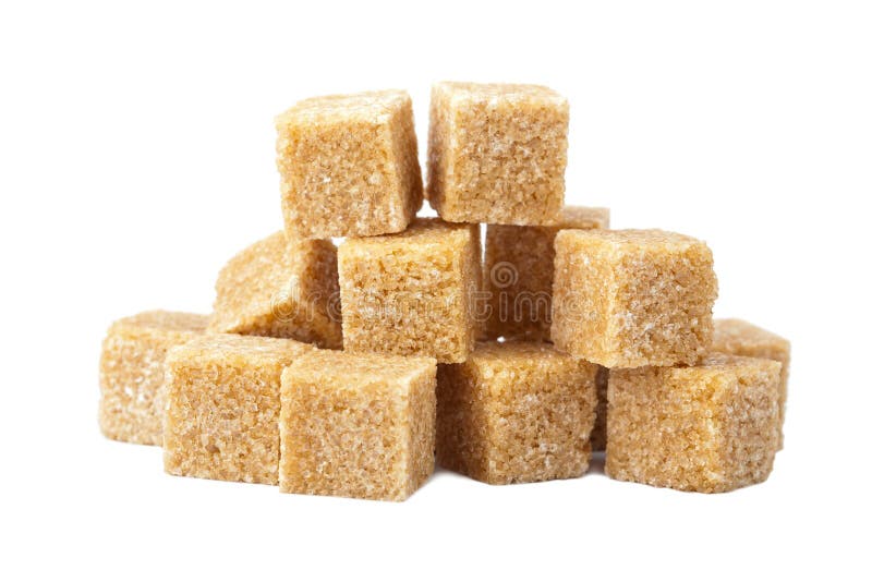 Brown sugar cubes isolated