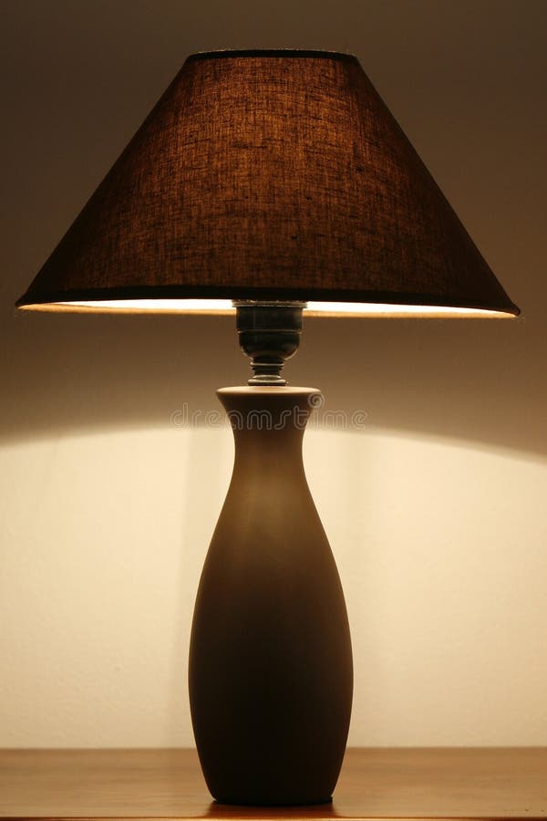 Unusual Lamp on Night Stand Stock Photo Image of lampshade, table