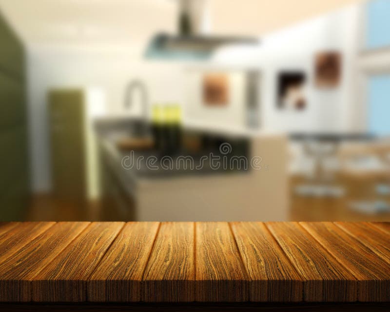 Wood Luxury Home Kitchen Interior. New Farm American Home. Stock Photo ...