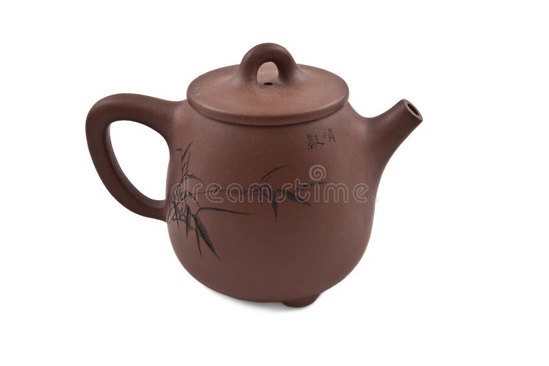 Brown teapot with floral ornament