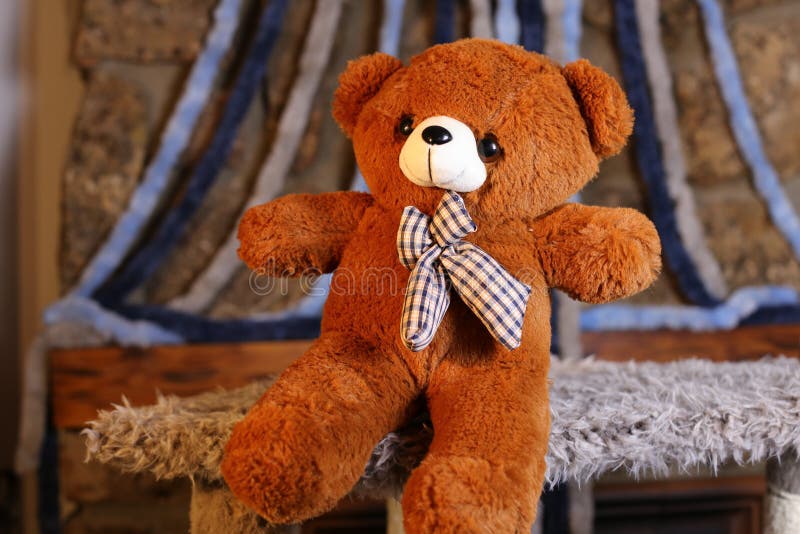 Brown Teddy Bear with Cool Bow Tie Stock Photo Image of holiday