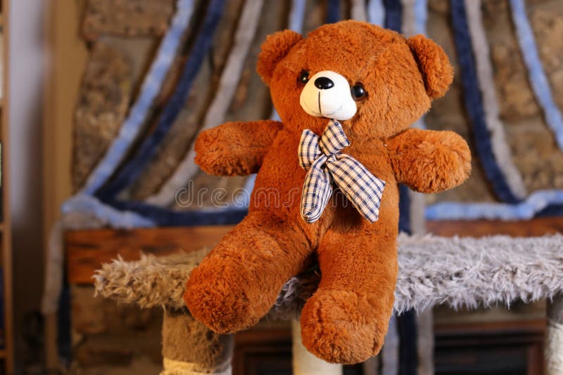 Brown Teddy Bear with Cool Bow Tie Stock Image Image of cute, revival 243492079