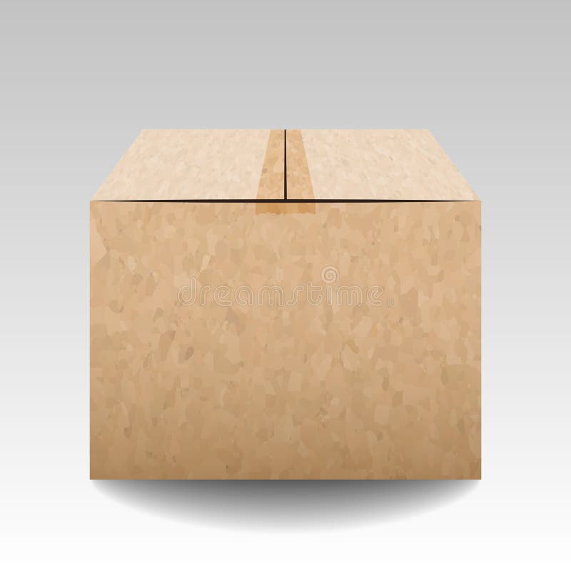 Brown textured closed carton delivery packaging box on grey background royalty free illustration