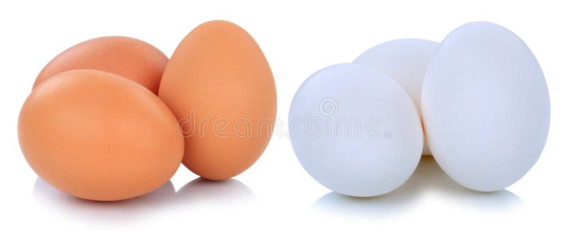 Brown und weiße Eier lokalisiert lizenzfreie stockfotos Brown und weiße Eier lokalisiert lizenzfreie stockfotos