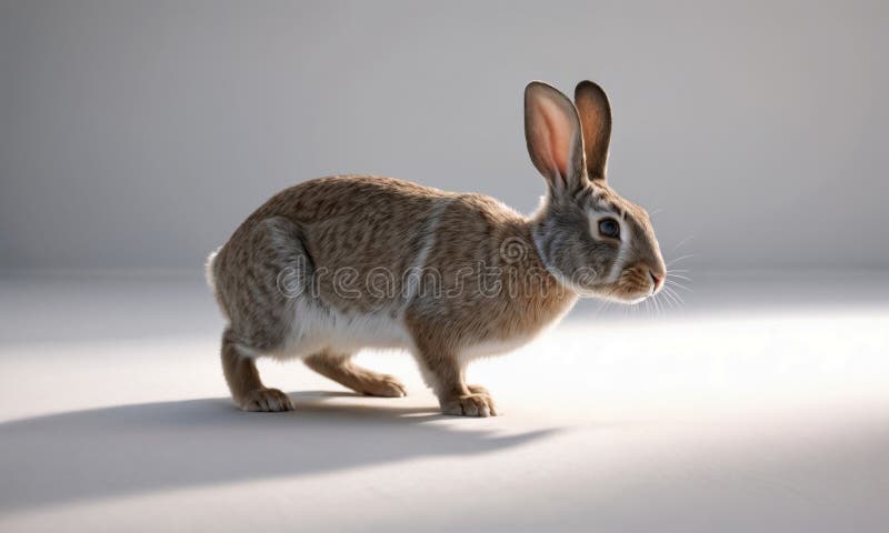 A brown and white rabbit is currently standing on a clean, white surface that provides a striking contrast to its fur coloring. Fuzzy surface stock images, royalty-free photos and pictures