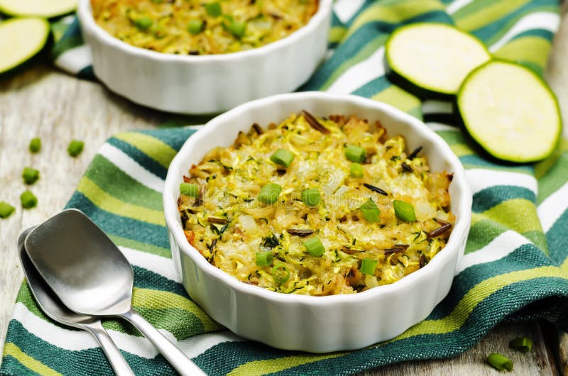 Brown and Wild Rice Zucchini Casserole Stock Photo Image of vegan