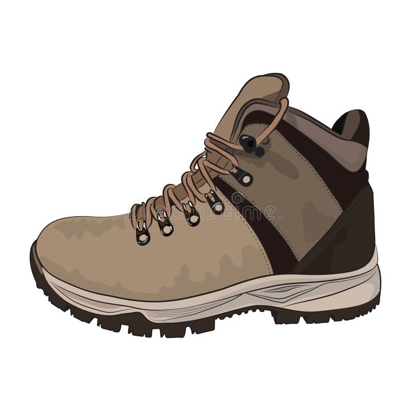 Vector Cartoon Illustration - Brown Extreme Hiking Boots. Stock ...