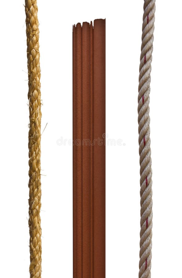 Brown wood and Manila rope.