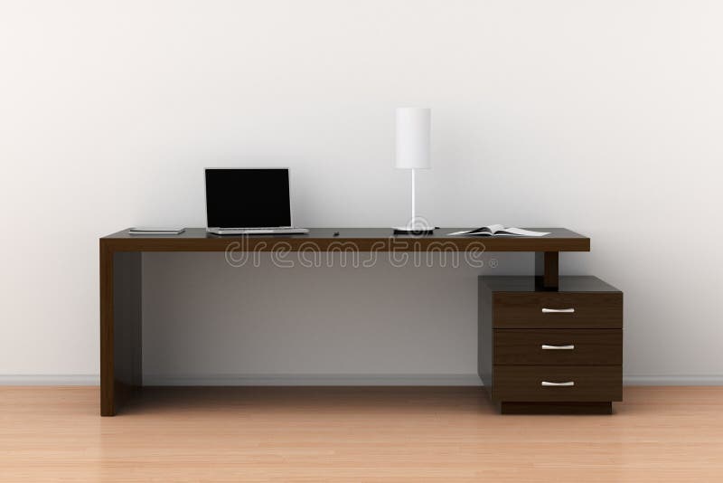 Office Desk Wooden Light Brown Table Top View Stock Illustrations 110