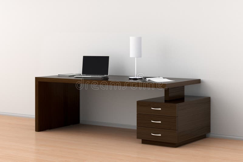 Office Desk Wooden Light Brown Table Top View Stock Illustrations 110