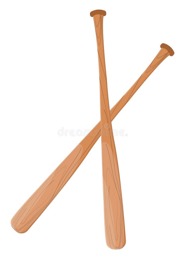 Brown Wooden Baseball Bats, Icon Stock Vector Illustration of leisure