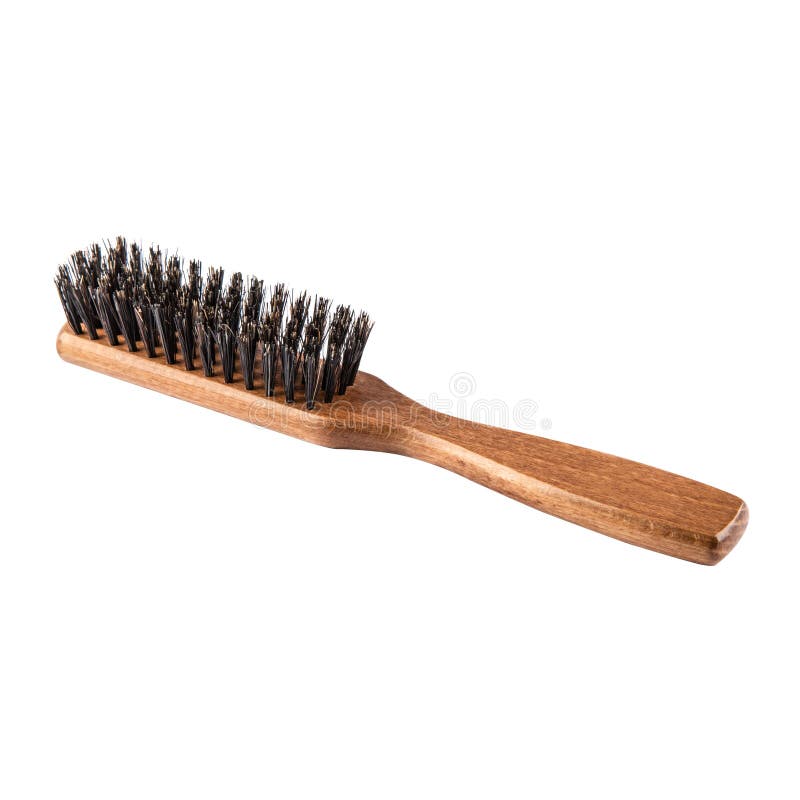 Brown Wooden Beard Brush Isolated on a White Background Stock Image
