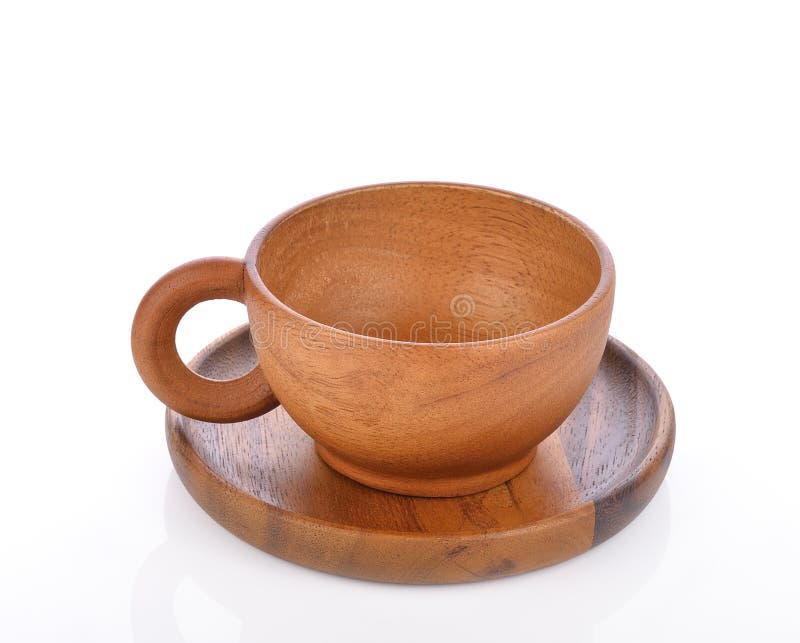 Brown Wooden Cup on White Background. Stock Image Image of asian