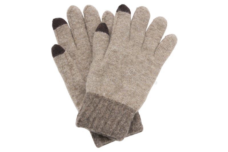 Brown Woolen Knitted Gloves Isolated on White Background Stock Photo ...