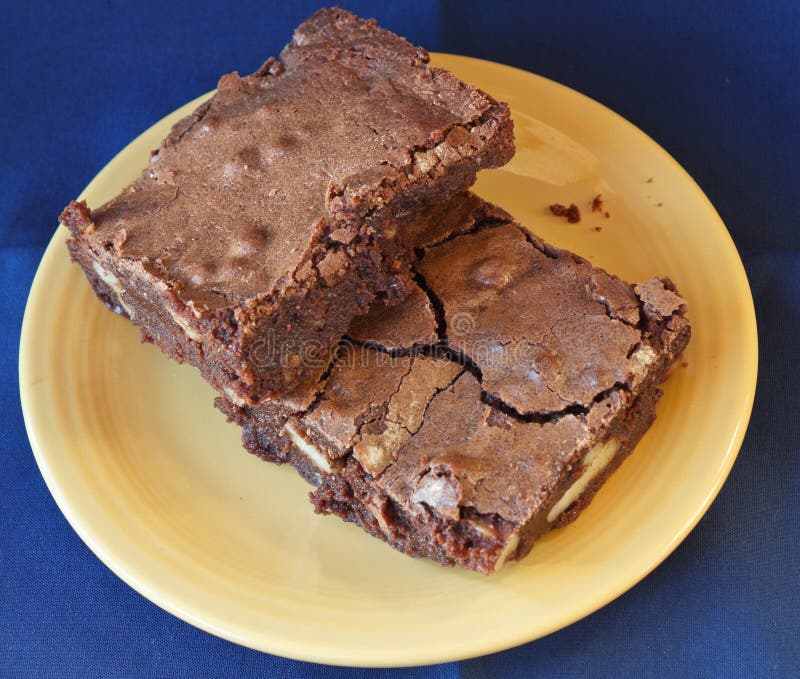 Brownies on Yellow plate