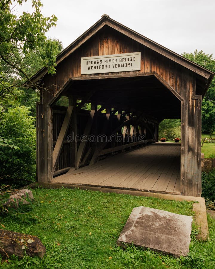 Browns River Covered Bridge, in Westford, Vermont Editorial Image