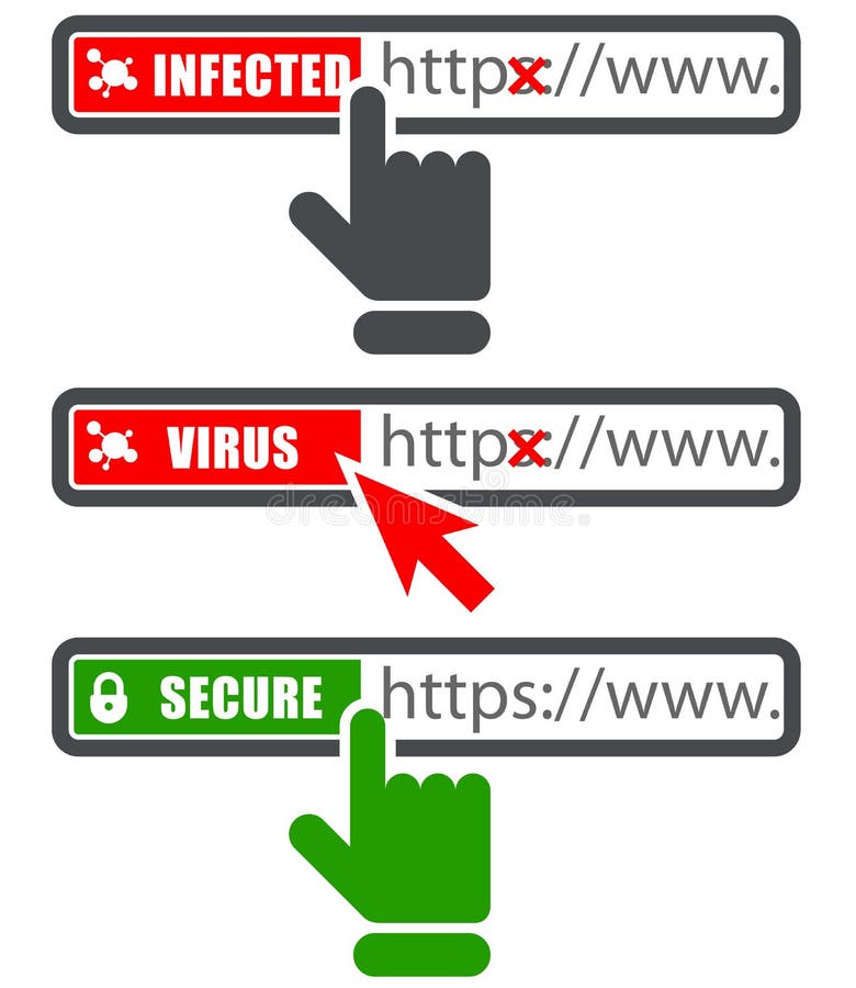 Browser address bar with https protocol stock illustration