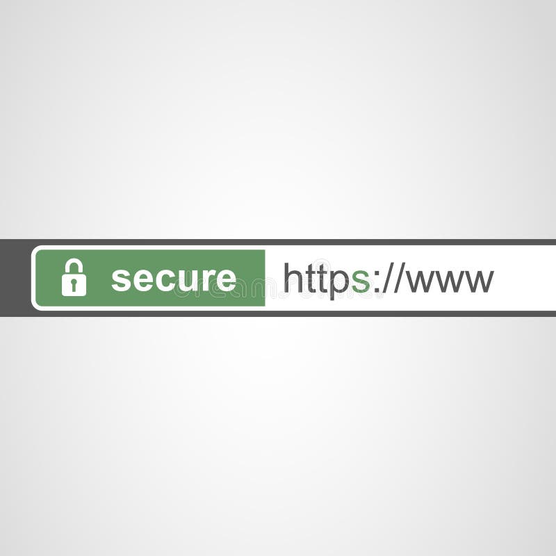 Browser Address Bar with HTTPS Protocol Sign stock illustration