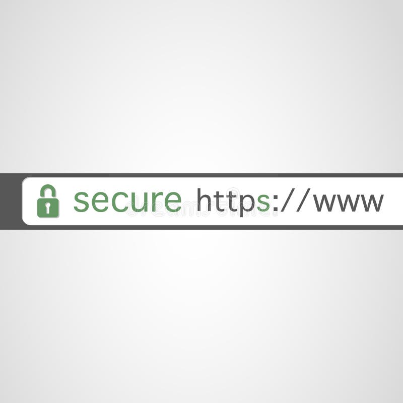 Browser Address Bar with HTTPS Protocol Sign stock illustration