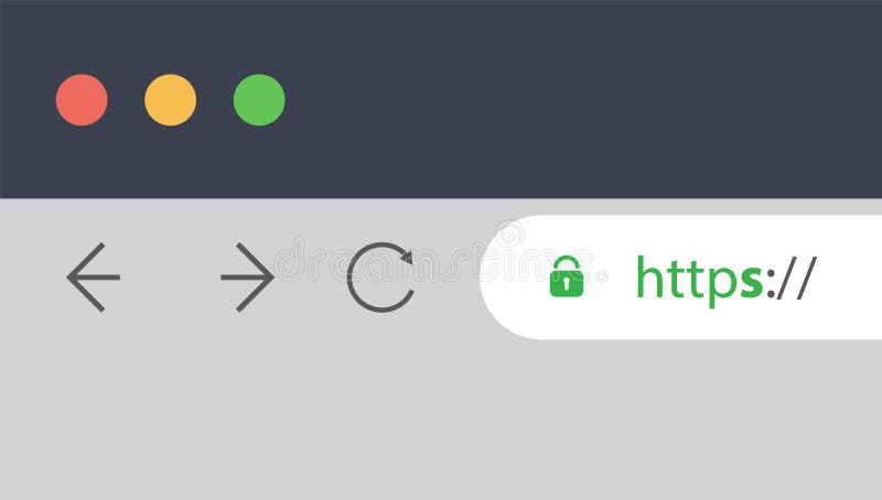 Browser Address Bar Showing Mandatory HTTPS Protocol. Secure Web Browsing and Connections Trend Design Concept vector illustration