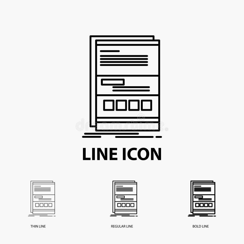 Browser, dynamic, internet, page, responsive Icon in Thin, Regular and Bold Line Style. Vector illustration stock illustration Browser, dynamic, internet, page, responsive Icon in Thin, Regular and Bold Line Style. Vector illustration stock illustration