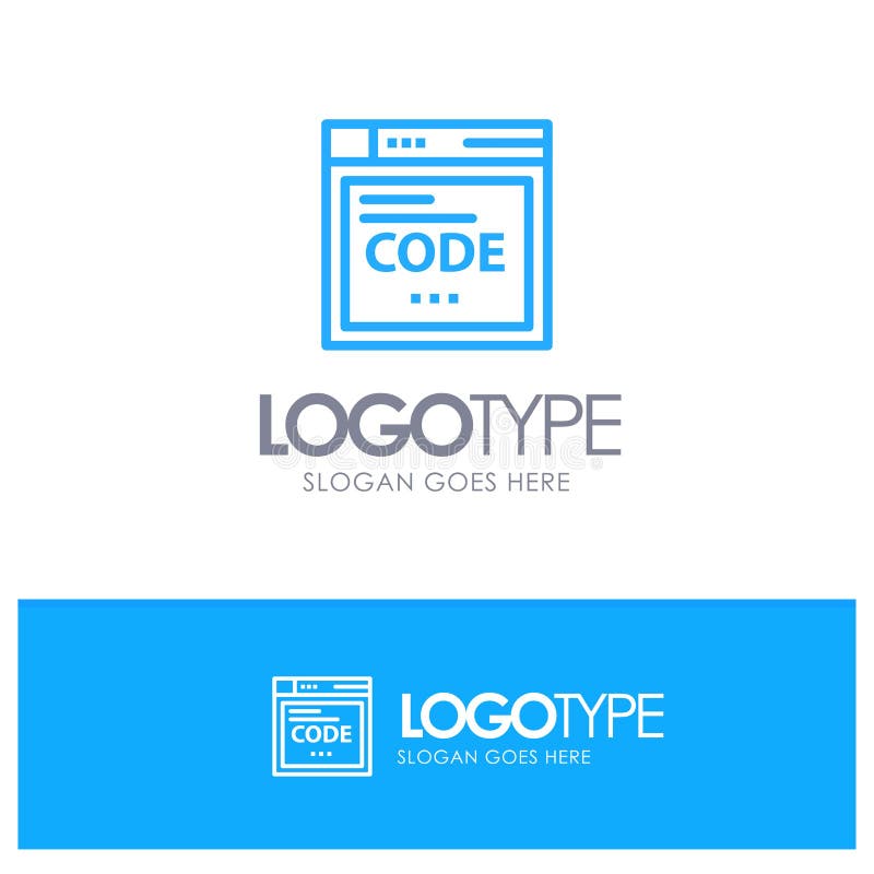 Browser, Internet, Code, Coding Blue Logo Line Style royalty free illustration