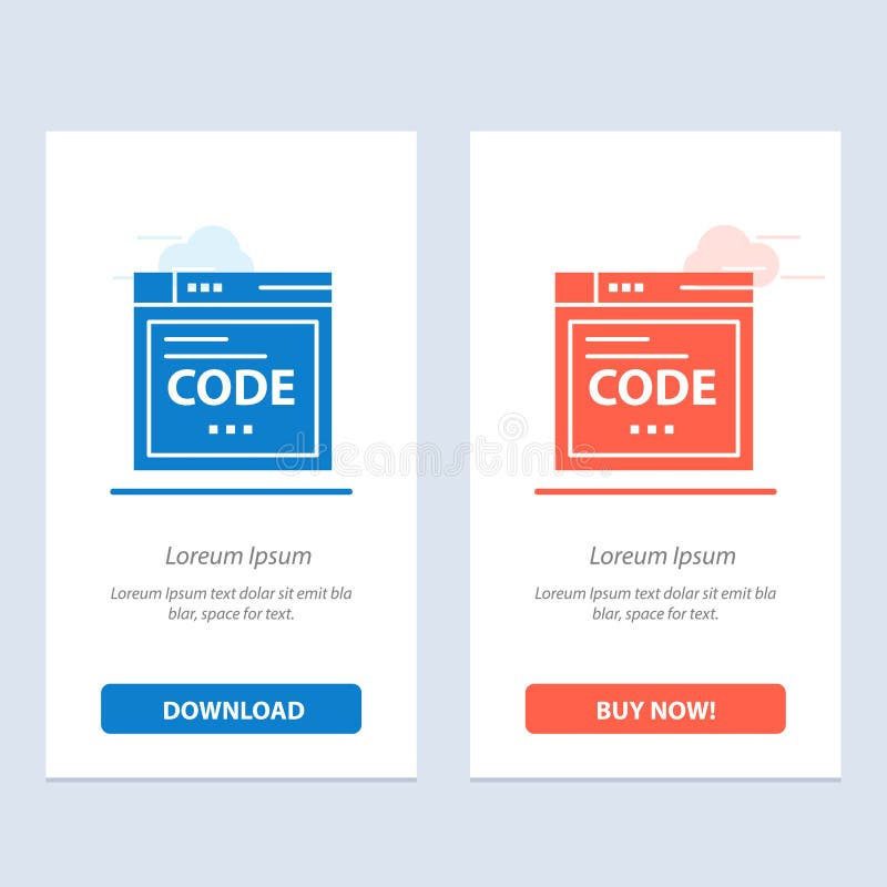Browser, Internet, Code, Coding Blue and Red Download and Buy Now web Widget Card Template stock illustration.