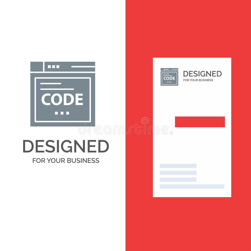 Browser, Internet, Code, Coding Grey Logo Design and Business Card Template royalty free illustration