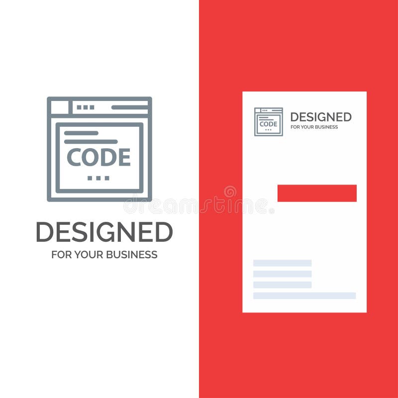 Browser, Internet, Code, Coding Grey Logo Design and Business Card Template stock illustration