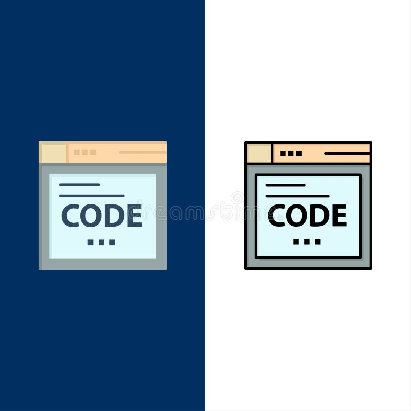 Browser, Internet, Code, Coding Icons. Flat and Line Filled Icon Set Vector Blue Background