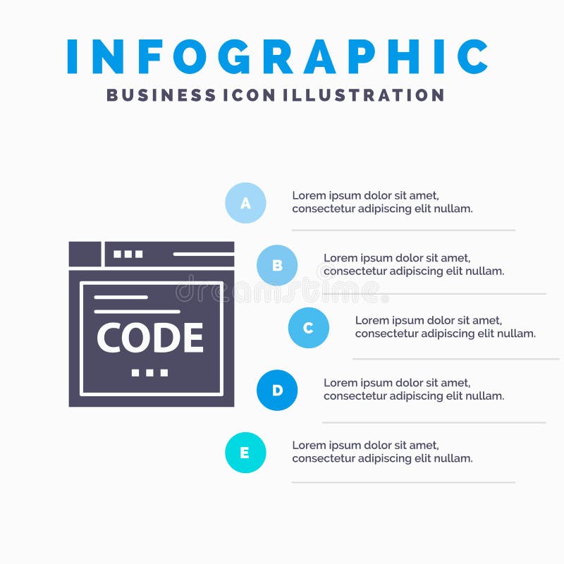 Browser, Internet, Code, Coding Infographics Presentation Template. 5 Steps Presentation stock illustration