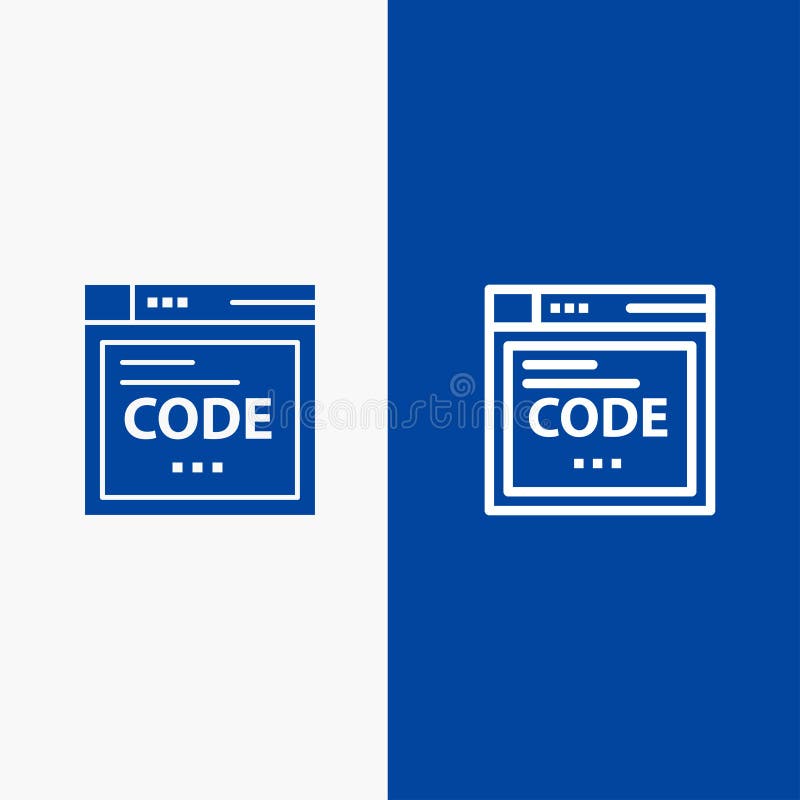 Browser, Internet, Code, Coding Line and Glyph Solid icon Blue banner vector illustration