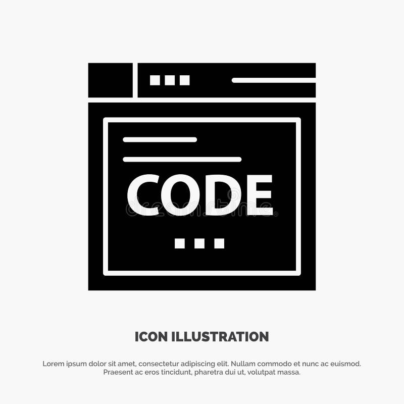 Browser, Internet, Code, Coding Solid Black Glyph Icon royalty free illustration