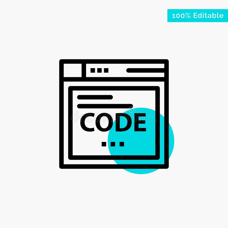 Browser, Internet, Code, Coding turquoise highlight circle point Vector icon stock illustration