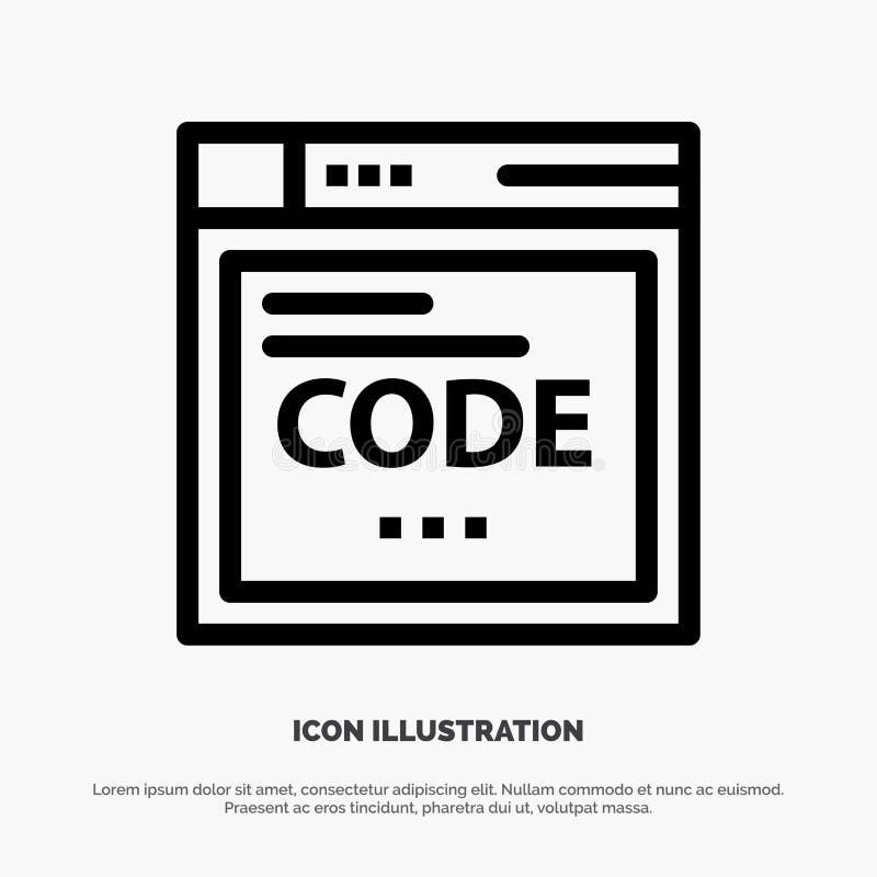 Browser, Internet, Code, Coding Vector Line Icon vector illustration