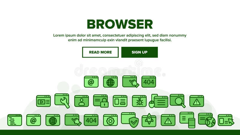 Browser Internet Landing Header Vector stock illustration