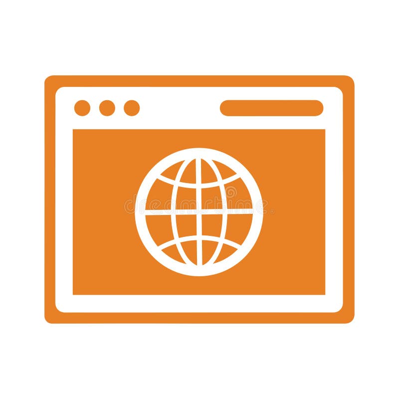 Browser, internet, web icon. Orange vector sketch. stock illustration