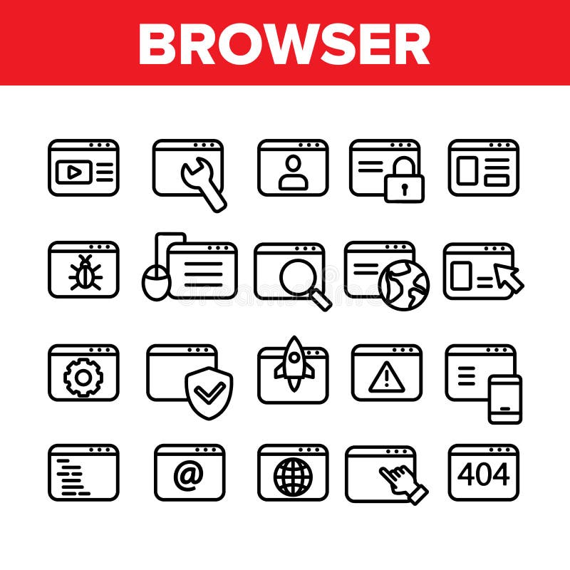Browser Internet Web Site Pages Icons Set Vector royalty free illustration