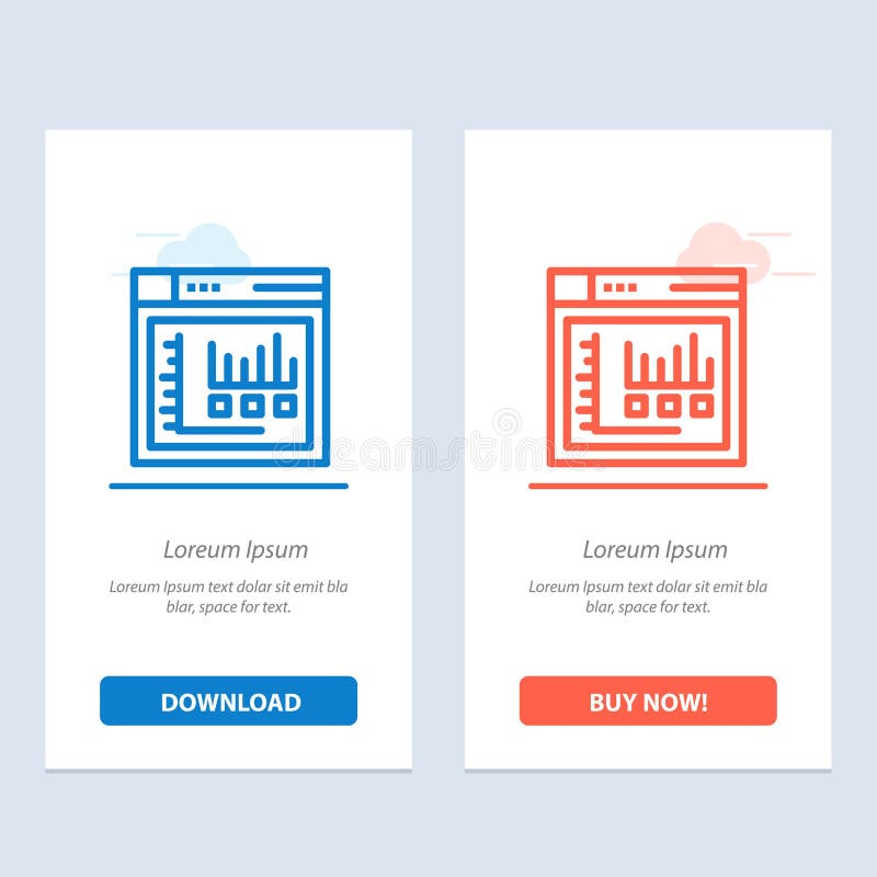 Browser, Internet, Web, Static Blue and Red Download and Buy Now web Widget Card Template royalty free illustration.