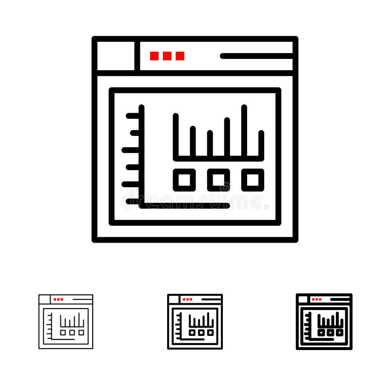 Browser, Internet, Web, Static Bold and thin black line icon set vector illustration