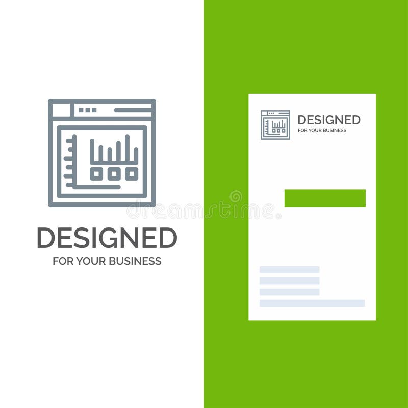 Browser, Internet, Web, Static Grey Logo Design and Business Card Template stock illustration
