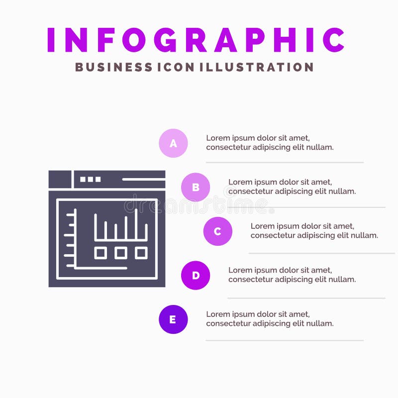 Browser, Internet, Web, Static Infographics Presentation Template. 5 Steps Presentation vector illustration